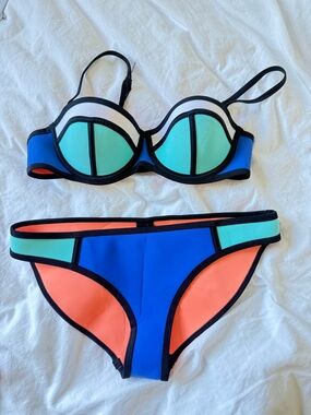 triangl swimwear Orange and Black Bikini Top